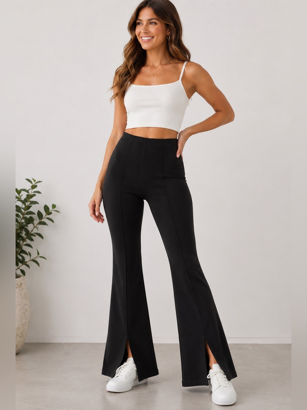 American Eagle The Everything Flare Slit Black Size Medium